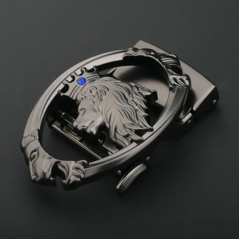 Men's DIY Lion King Oval Automatic Buckle Leather Belt sold by FloralTrip