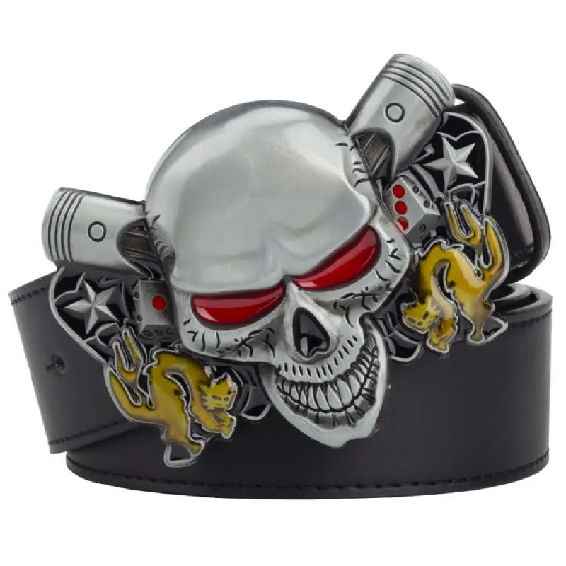 Men's Punk Biker Skull Demon Clown Leather Belt sold by FloralTrip