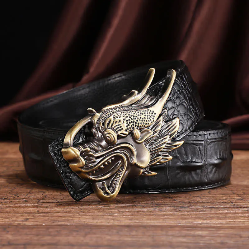 Men's Dragon Crocodile Pattern Leather Belt sold by FloralTrip
