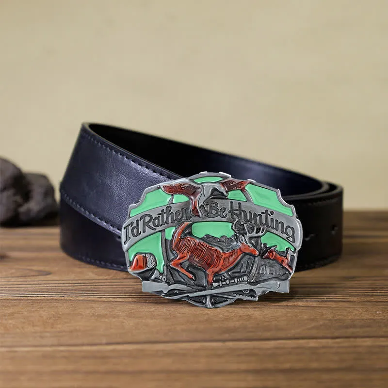 Men's DIY Hunting Deer In The Wild Buckle Leather Belt sold by FloralTrip product image thumbnail 4