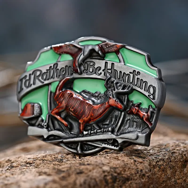 Men's DIY Hunting Deer In The Wild Buckle Leather Belt sold by FloralTrip