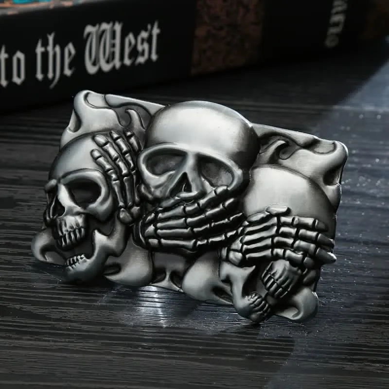 Men's DIY Horrible Laugh Skull Buckle Leather Belt sold by FloralTrip