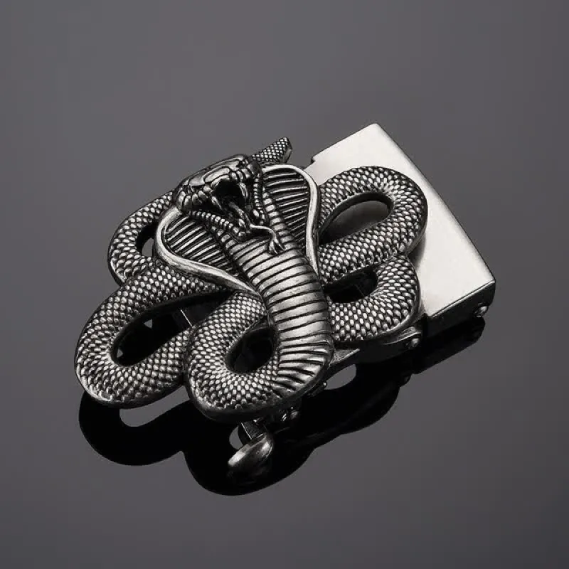 Men's DIY Mysterious Snake Automatic Buckle Leather Belt sold by FloralTrip