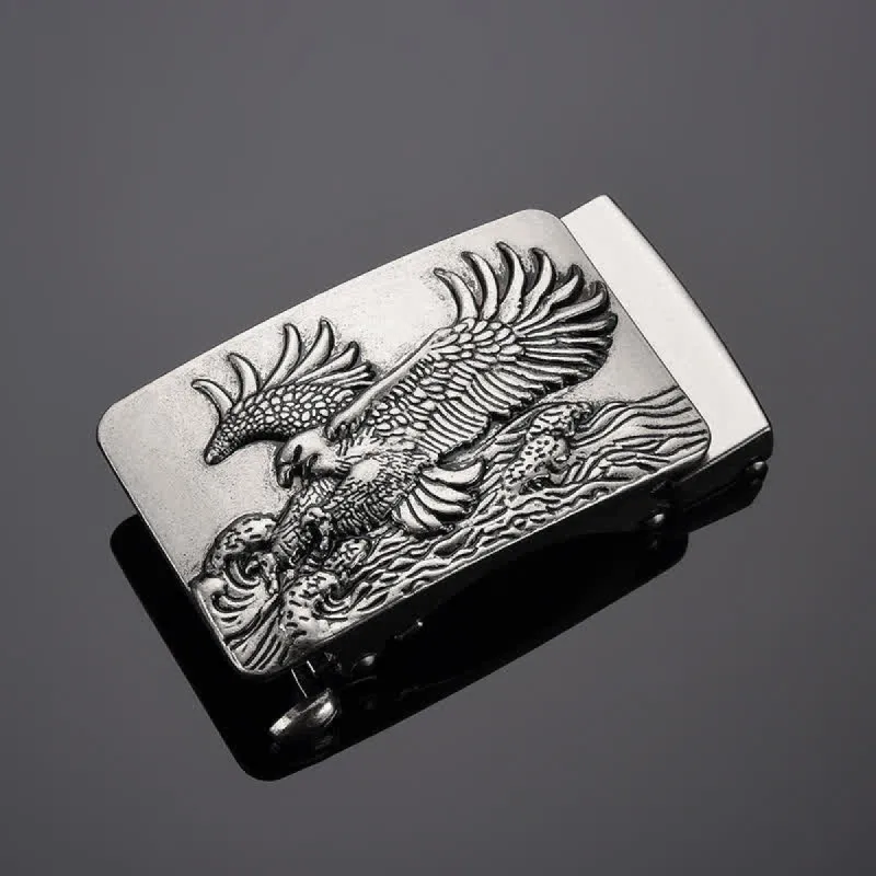 Men's DIY Eagle Spread Wings Automatic Buckle Leather Belt sold by FloralTrip