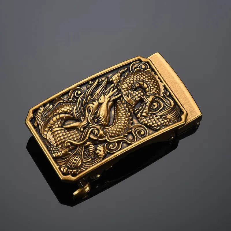 Men's DIY Coiling Dragon Automatic Buckle Leather Belt sold by FloralTrip