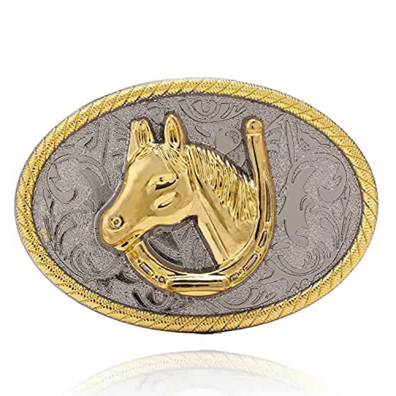 Men's DIY Golden Horseshoe Buckle Leather Belt sold by FloralTrip product image thumbnail 3