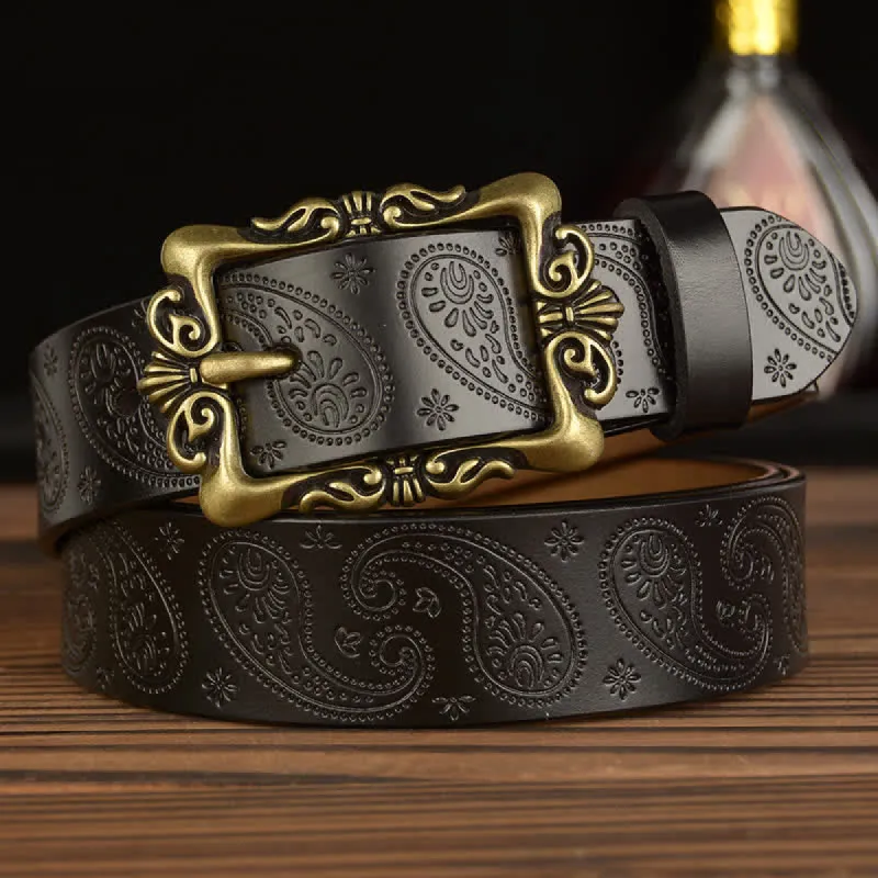 Women's Retro Floral Decorative Leather Belt sold by FloralTrip