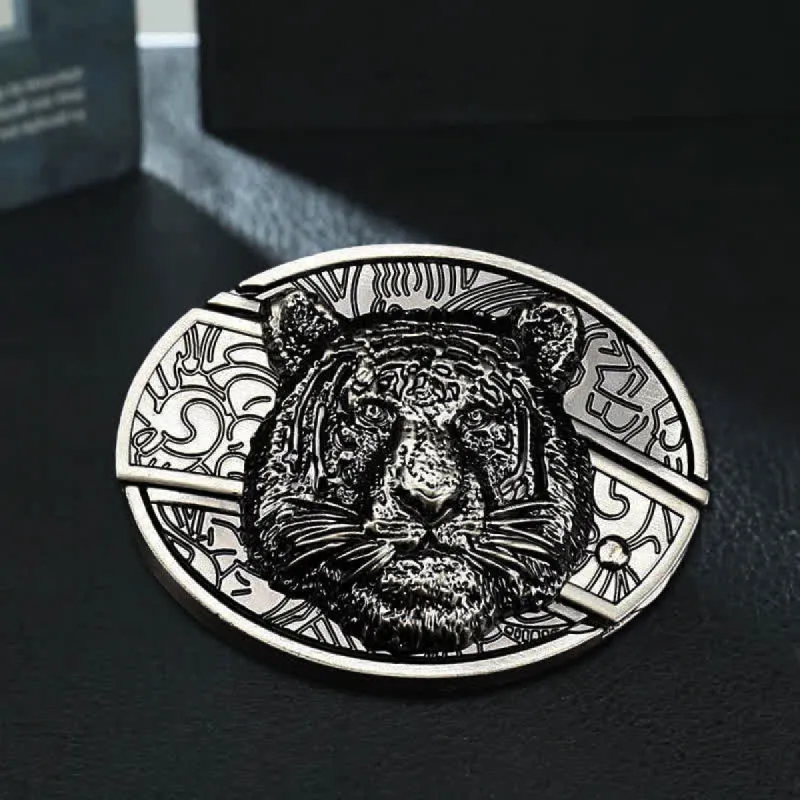 Men's DIY Leopard Head Hidden Folding Knife Leather Belt sold by FloralTrip