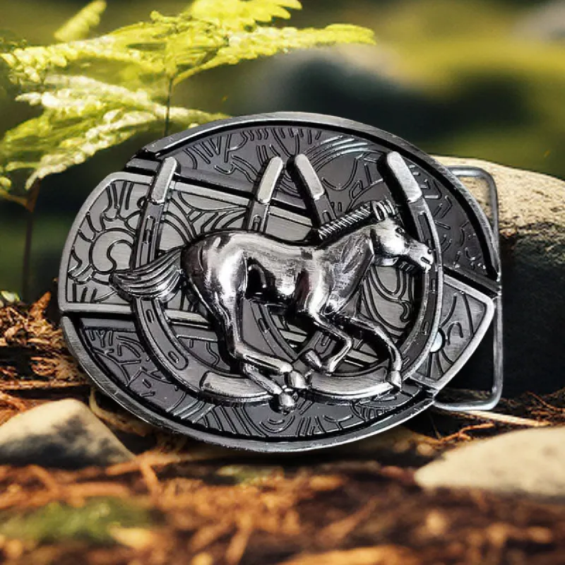 Men's DIY Galloping Horse Hidden Folding Knife Leather Belt sold by FloralTrip