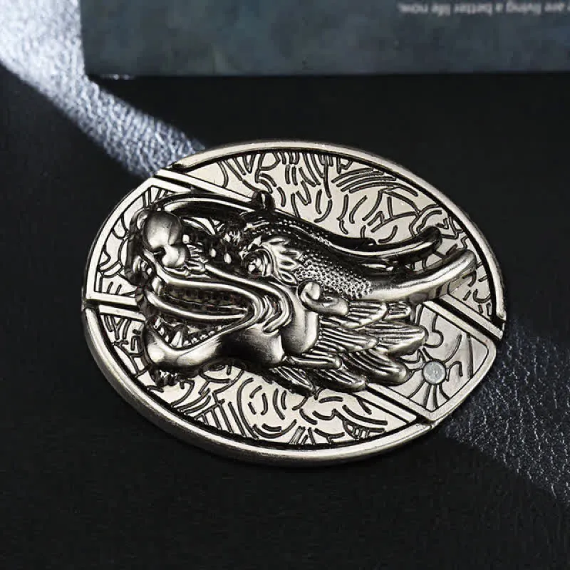 Men's DIY Dragon Head Hidden Folding Knife Leather Belt sold by FloralTrip