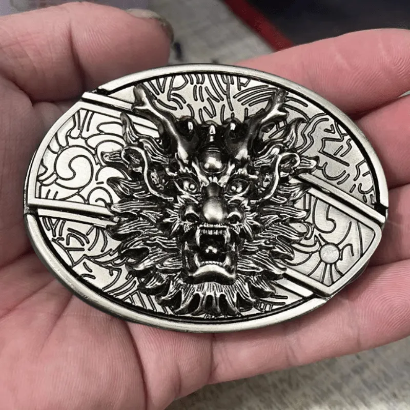 Men's DIY Brave Dragon Hidden Folding Knife Leather Belt sold by FloralTrip product image thumbnail 4