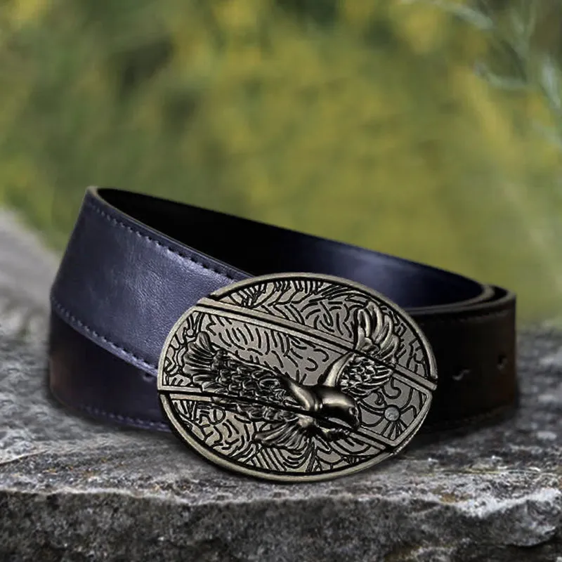 Men's DIY Soaring Eagle Hidden Folding Knife Leather Belt sold by FloralTrip product image thumbnail 2