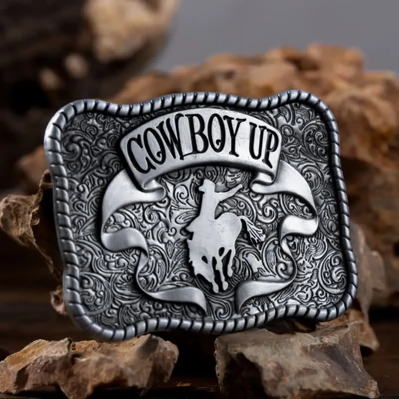 Men's DIY Cowboy Up Rodeo Horse Buckle Leather Belt sold by FloralTrip