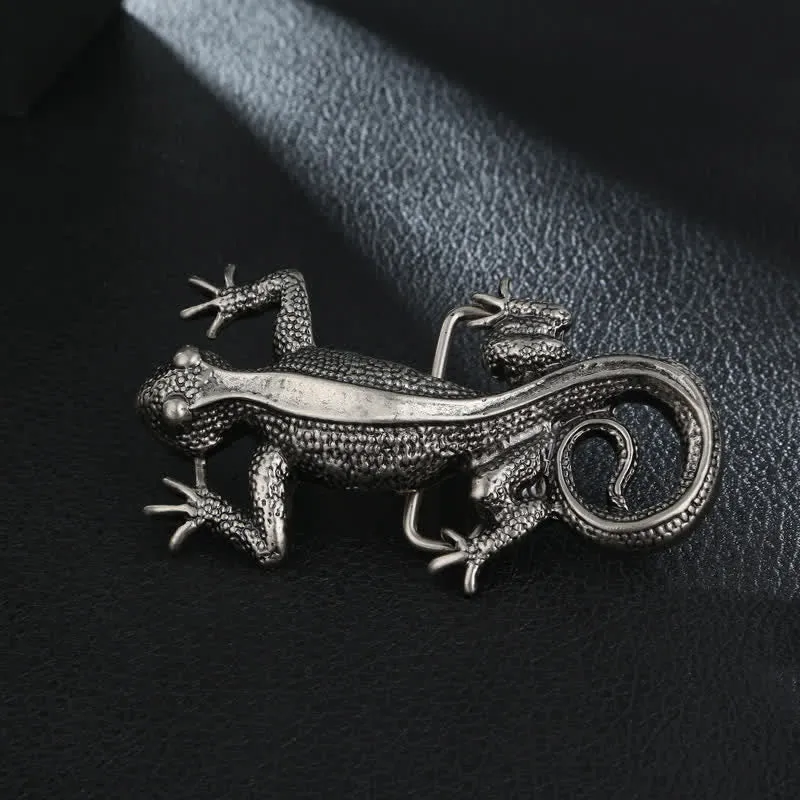 Men's DIY Unique Animal Silver Lizard Buckle Leather Belt sold by FloralTrip