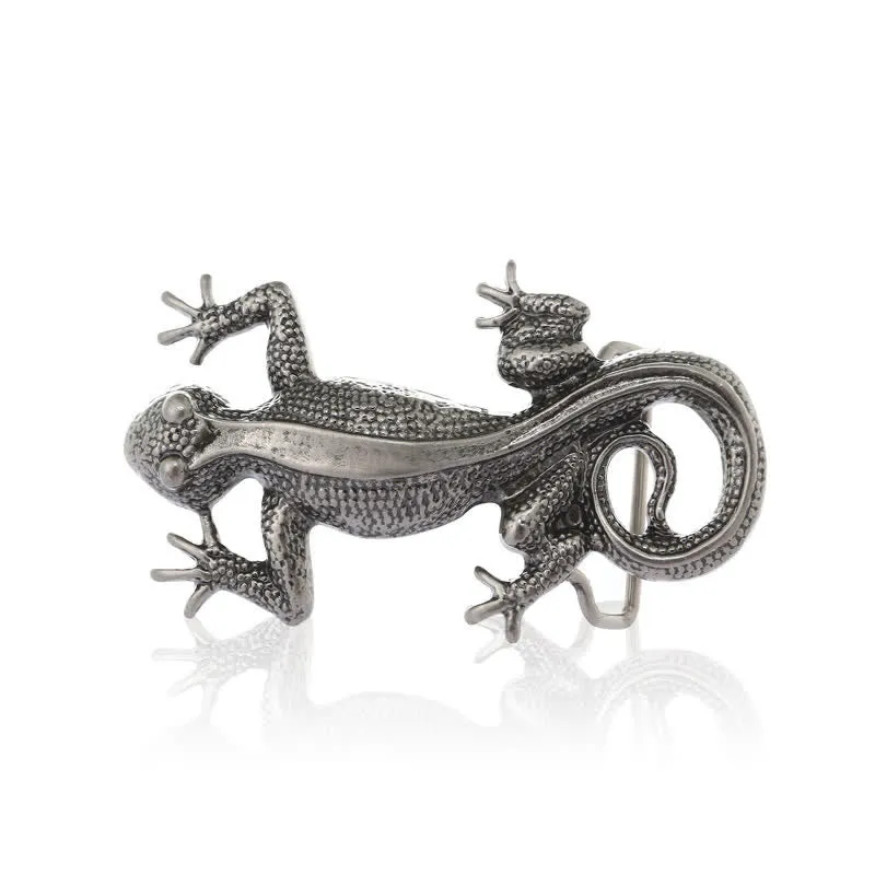 Men's DIY Unique Animal Silver Lizard Buckle Leather Belt sold by FloralTrip product image thumbnail 4