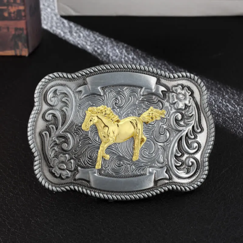 Men's DIY Gold Carving Animal Buckle Leather Belt sold by FloralTrip