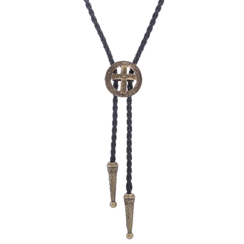 Retro Shirt Accessories Circle Cross Bolo Tie sold by FloralTrip