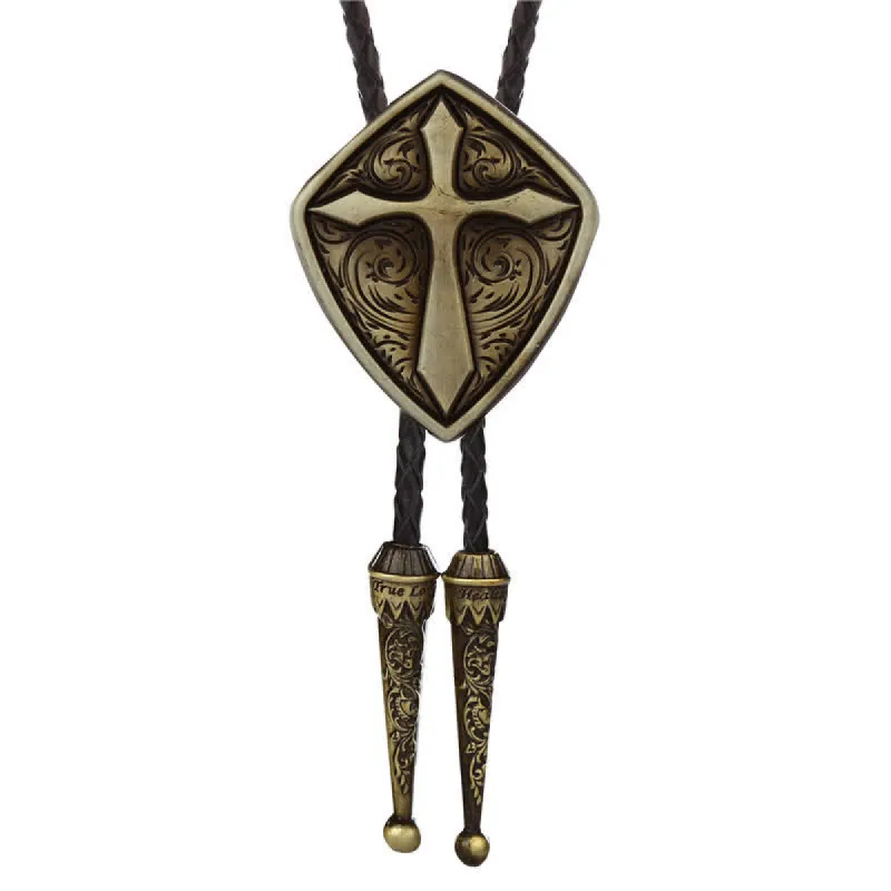 Antiqued Etching Cross Roman Shield Bolo Tie sold by FloralTrip