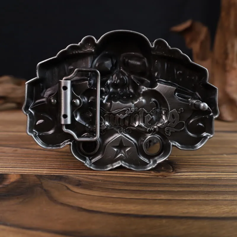 Men's DIY Skull Motorcycle Ghost Head Buckle Leather Belt sold by FloralTrip product image thumbnail 2