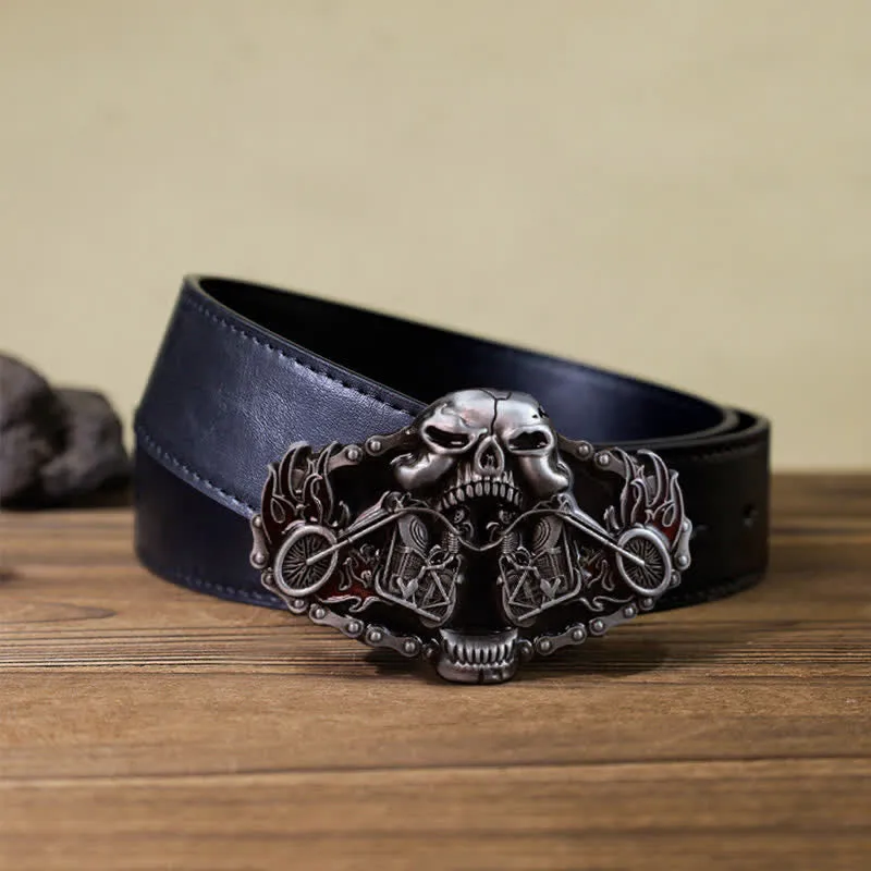 Men's DIY Skull Motorcycle Ghost Head Buckle Leather Belt sold by FloralTrip product image thumbnail 3