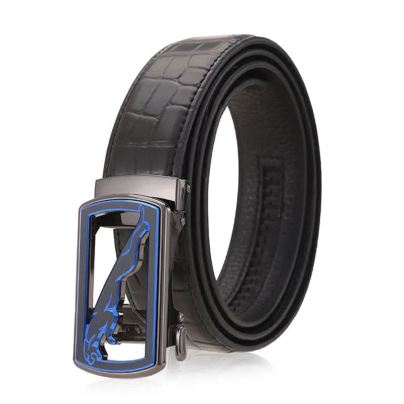 Men's Crocodile Pattern Leopard Automatic Buckle Leather Belt sold by FloralTrip