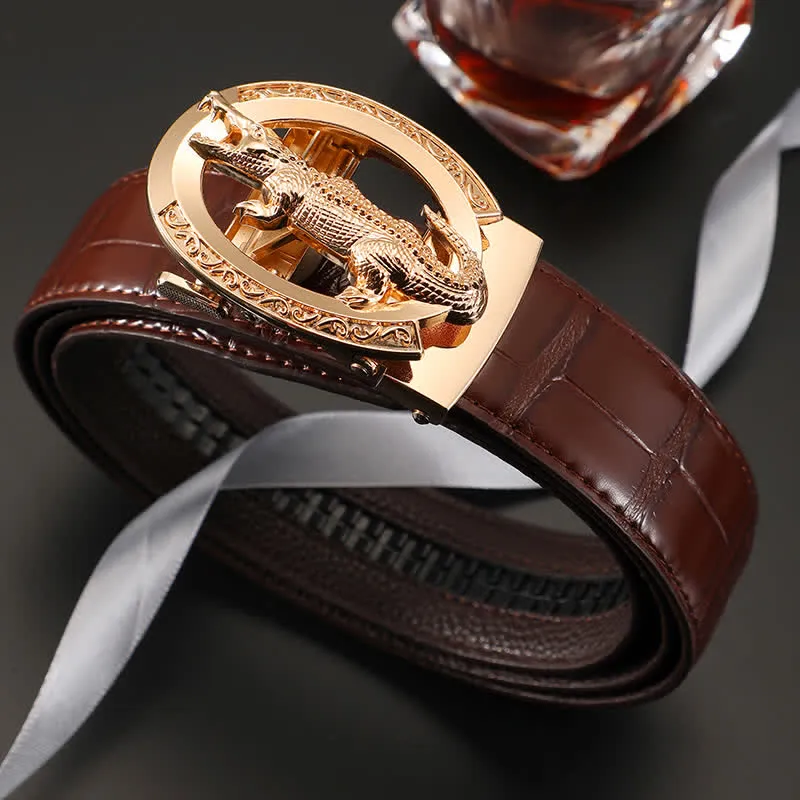 Men's Alligator Automatic Buckle Crocodile Print Leather Belt sold by FloralTrip product image thumbnail 2