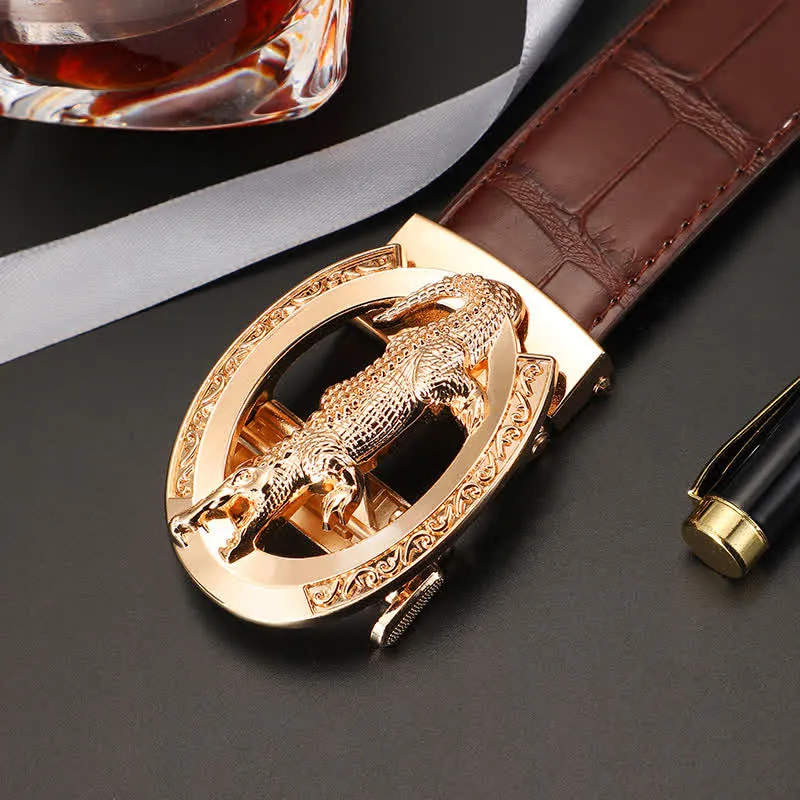 Men's Alligator Automatic Buckle Crocodile Print Leather Belt sold by FloralTrip product image thumbnail 4