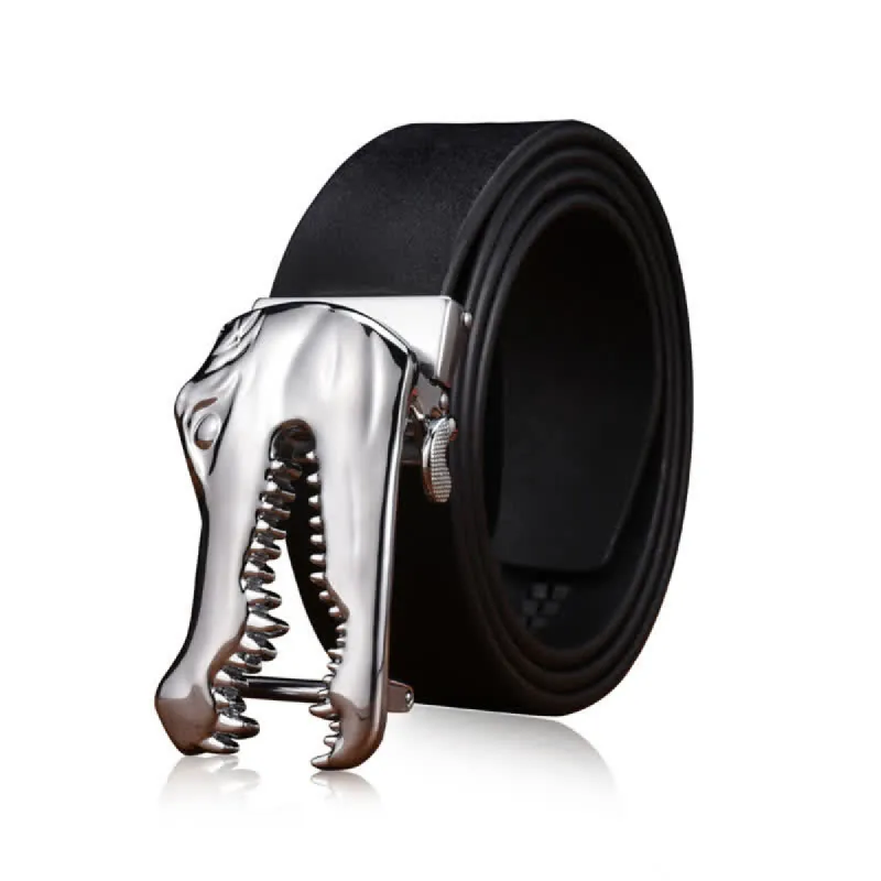 Men's Open-Mouthed Crocodile Automatic Buckle Leather Belt sold by FloralTrip