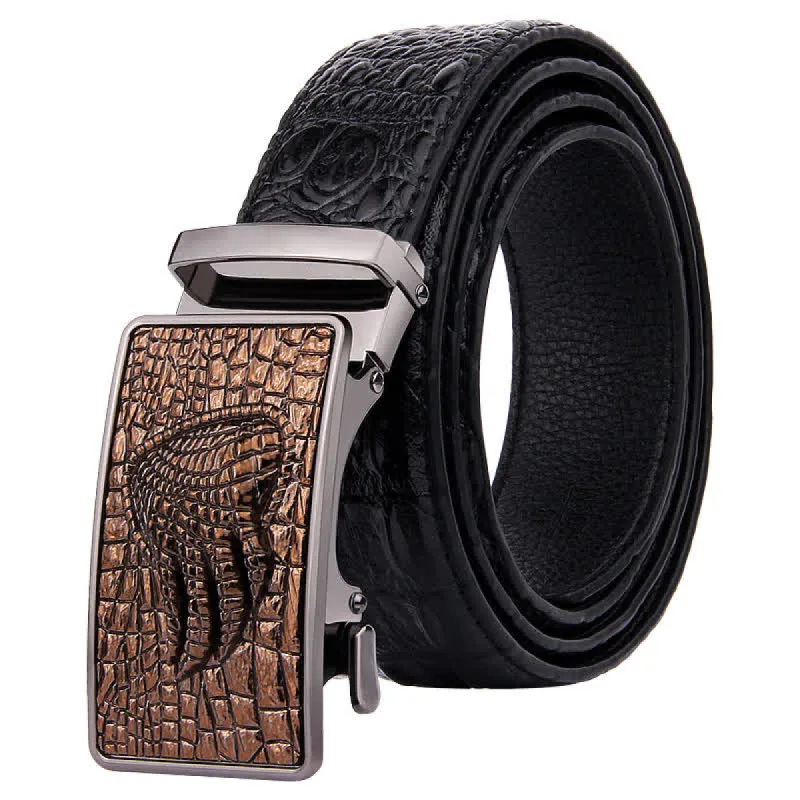 Men's Alligator Claw Crocodile Print Automatic Leather Belt sold by FloralTrip