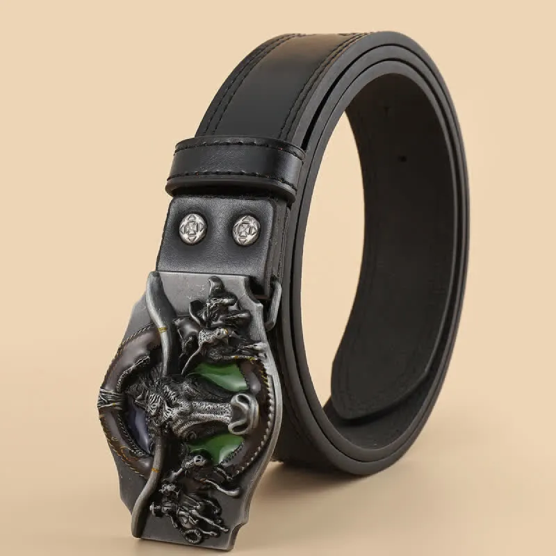 Men's Domineering Bull Head Black Leather Belt sold by FloralTrip