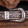 Unisex Vintage Small Rose Embossing Leather Belt sold by FloralTrip