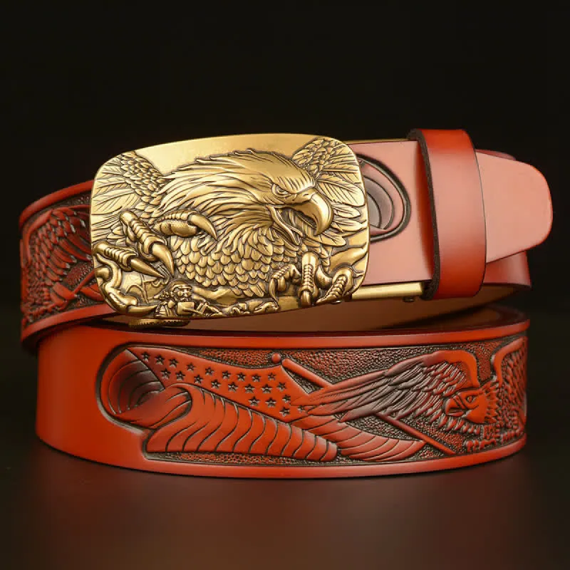 Men's Vintage Eagle Wings Automatic Buckle Leather Belt sold by FloralTrip