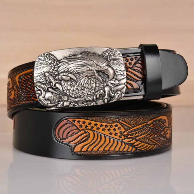 Men's Mighty Eagle Sharp Claw Automatic Buckle Leather Belt sold by FloralTrip