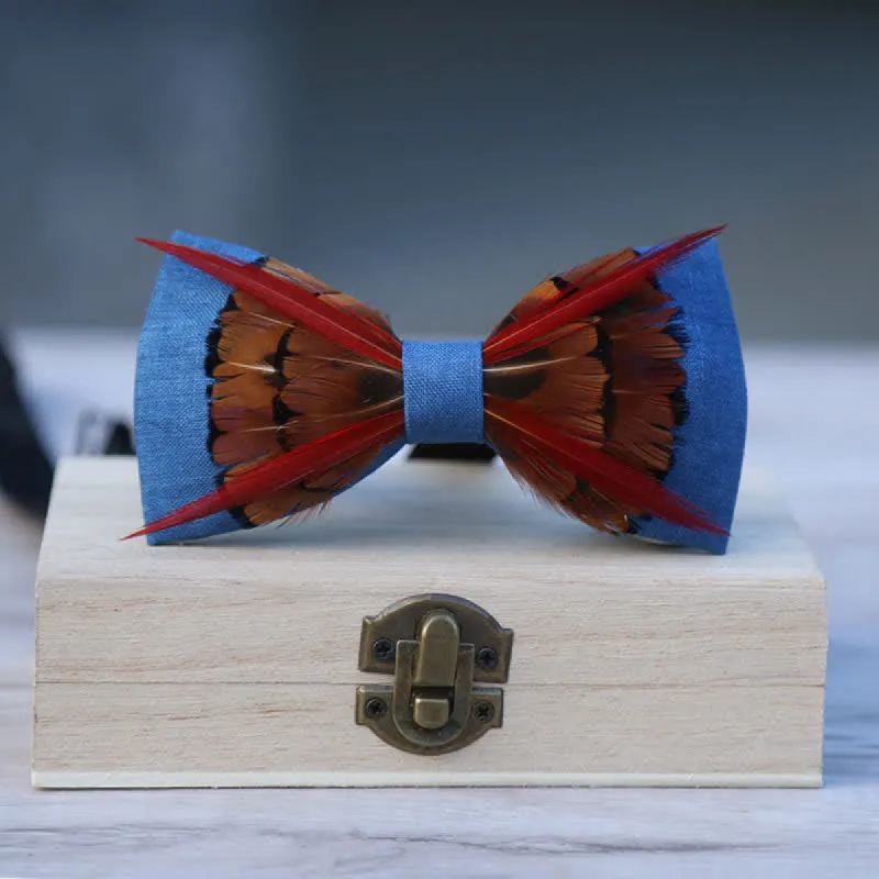 Brown Pheasant Intersected Red Feather Bow Tie sold by FloralTrip