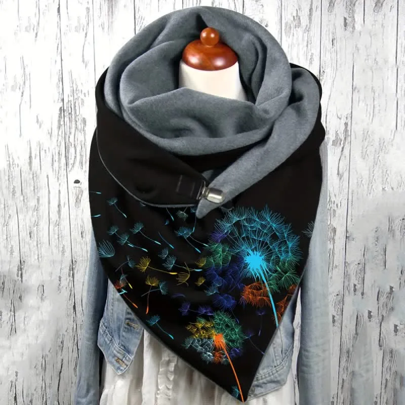 Women's Stylish Coloful Dandelion Print Triangle Scarf sold by FloralTrip