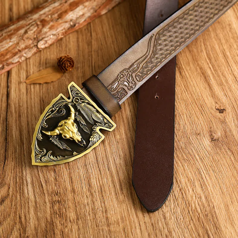 Men's Domineering Bull Head Ethnic Style Leather Belt sold by FloralTrip product image thumbnail 4