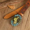 Men's Cowboy Gold Hat Turquoise Decor Leather Belt sold by FloralTrip