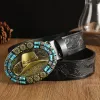 Men's Cowboy Gold Hat Turquoise Decor Leather Belt sold by FloralTrip