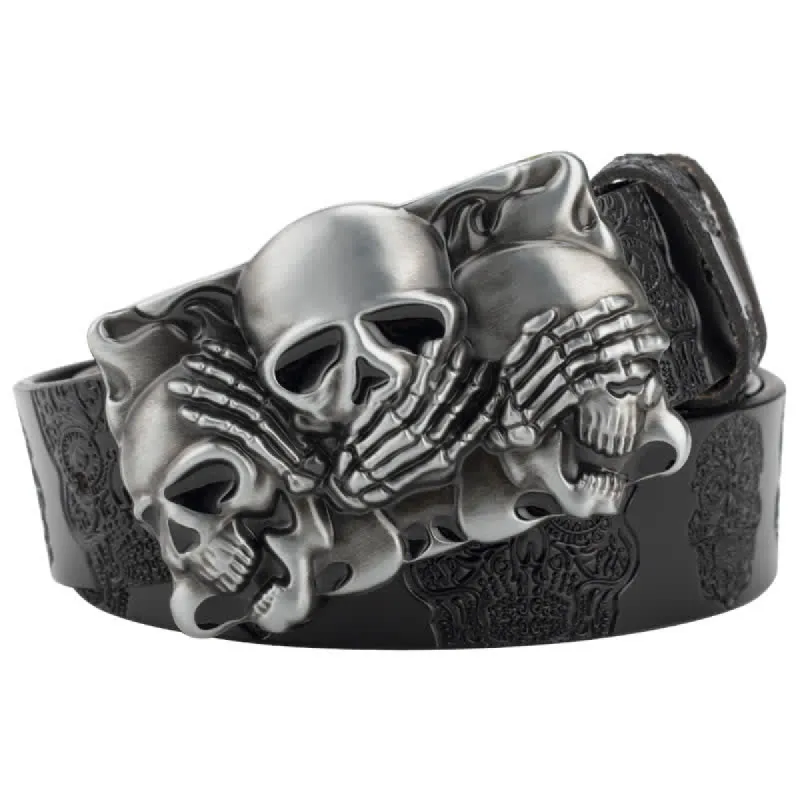 Men's Gothic Horrible Laugh Skeleton Leather Belt sold by FloralTrip