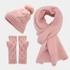 3Pcs Women's Cable Knitted Hat Scarf Fingerless Mittens Set sold by FloralTrip