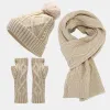 3Pcs Women's Cable Knitted Hat Scarf Fingerless Mittens Set sold by FloralTrip