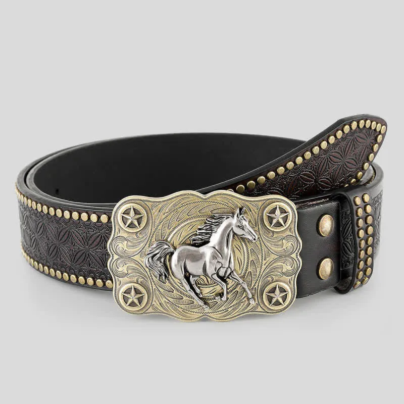 Men's Sturdy Horse Galloping Cowboy Leather Belt sold by FloralTrip