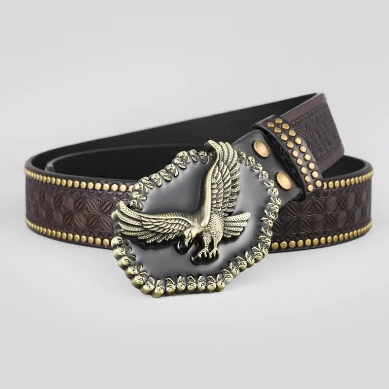 Men's Eagle Soaring Studded Western Leather Belt sold by FloralTrip