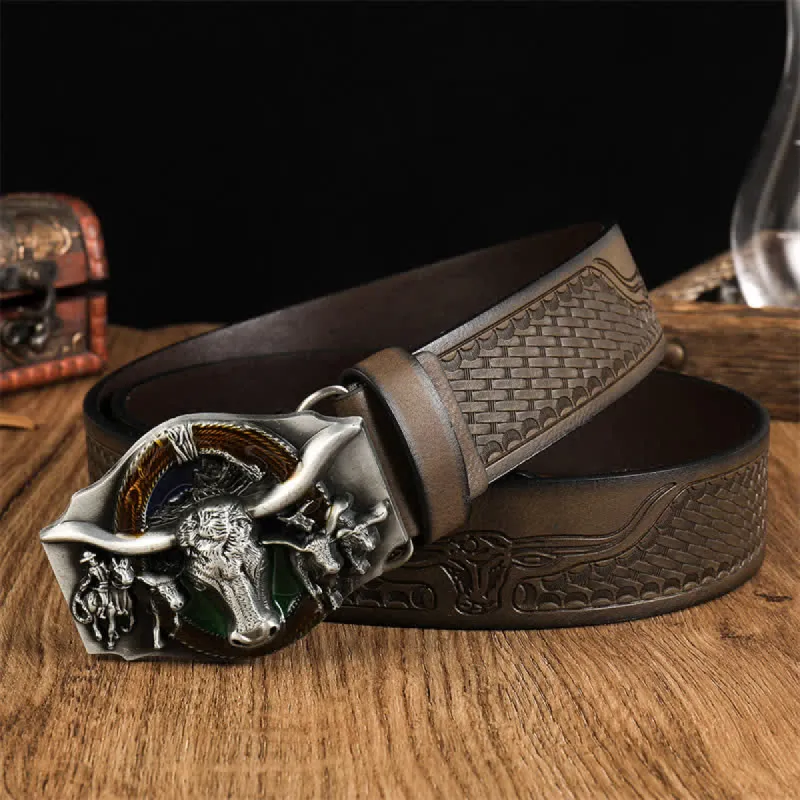 Men's Domineering Bull Head Leather Belt sold by FloralTrip