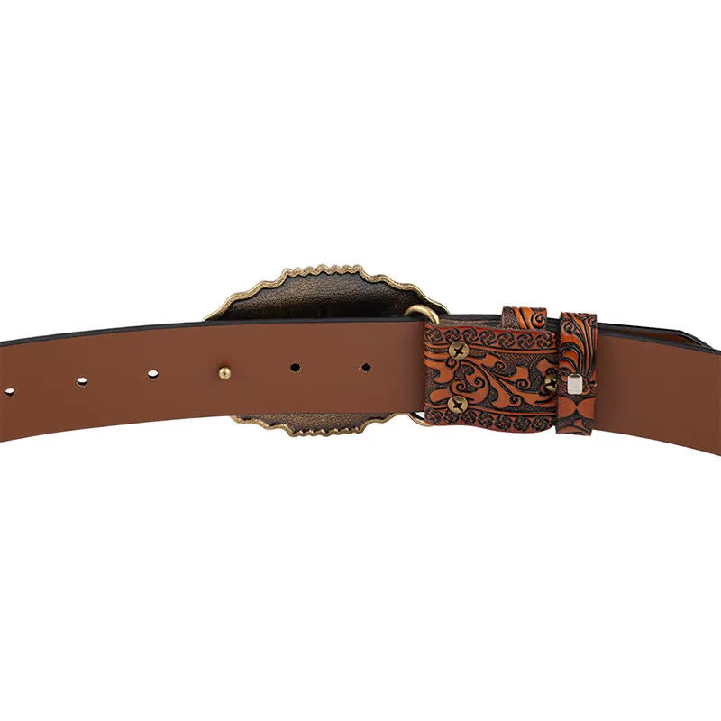 Men's Classic Floral Bull Skull Leather Belt sold by FloralTrip product image thumbnail 4