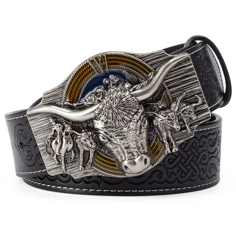 Men's Longhorn Bull Embossed Leather Belt sold by FloralTrip