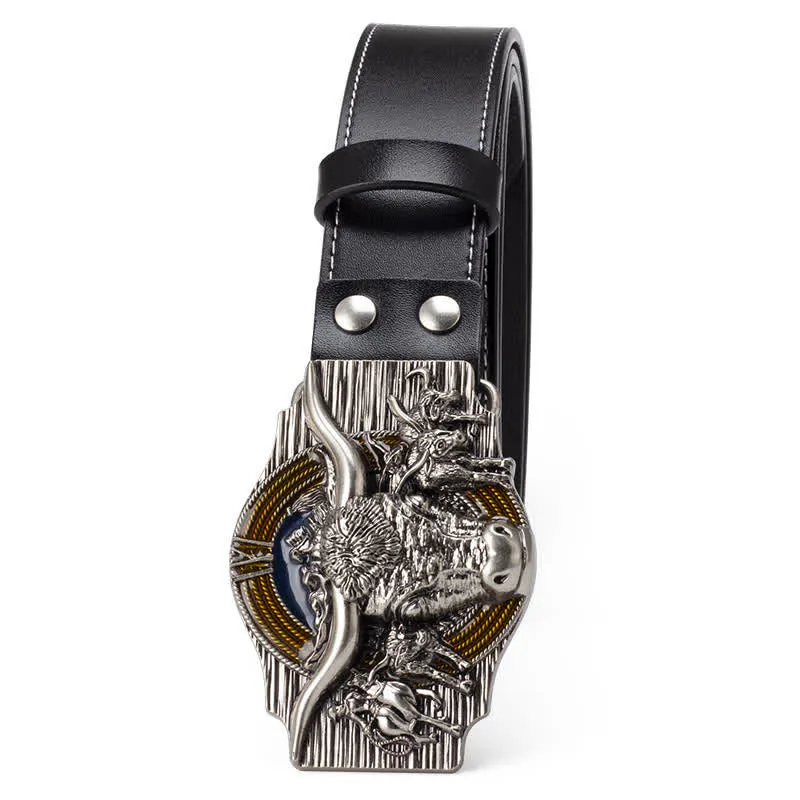 Men's Longhorn Bull Embossed Leather Belt sold by FloralTrip product image thumbnail 2