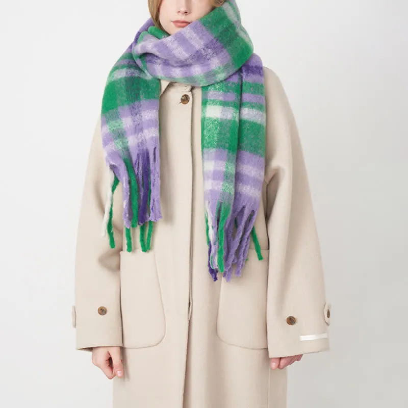 Women's Large Colorful Plaid Thickening Scarf sold by FloralTrip