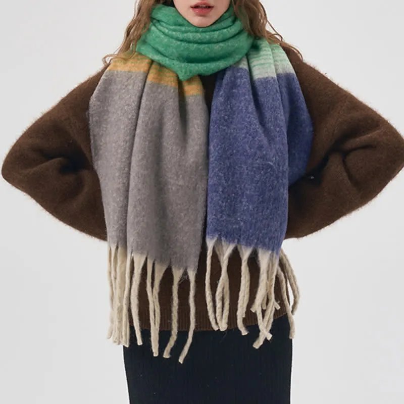 Women's Winter Soft Gradient Color Tassel Scarf sold by FloralTrip