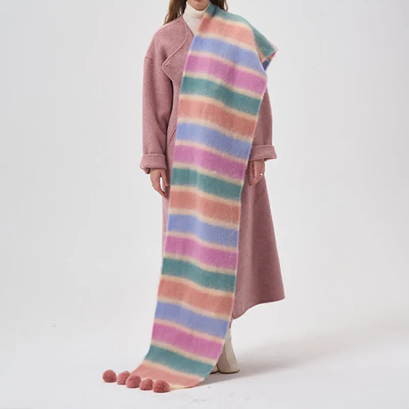 Women's Rainbow Color Striped Tassel Scarf sold by FloralTrip product image thumbnail 4